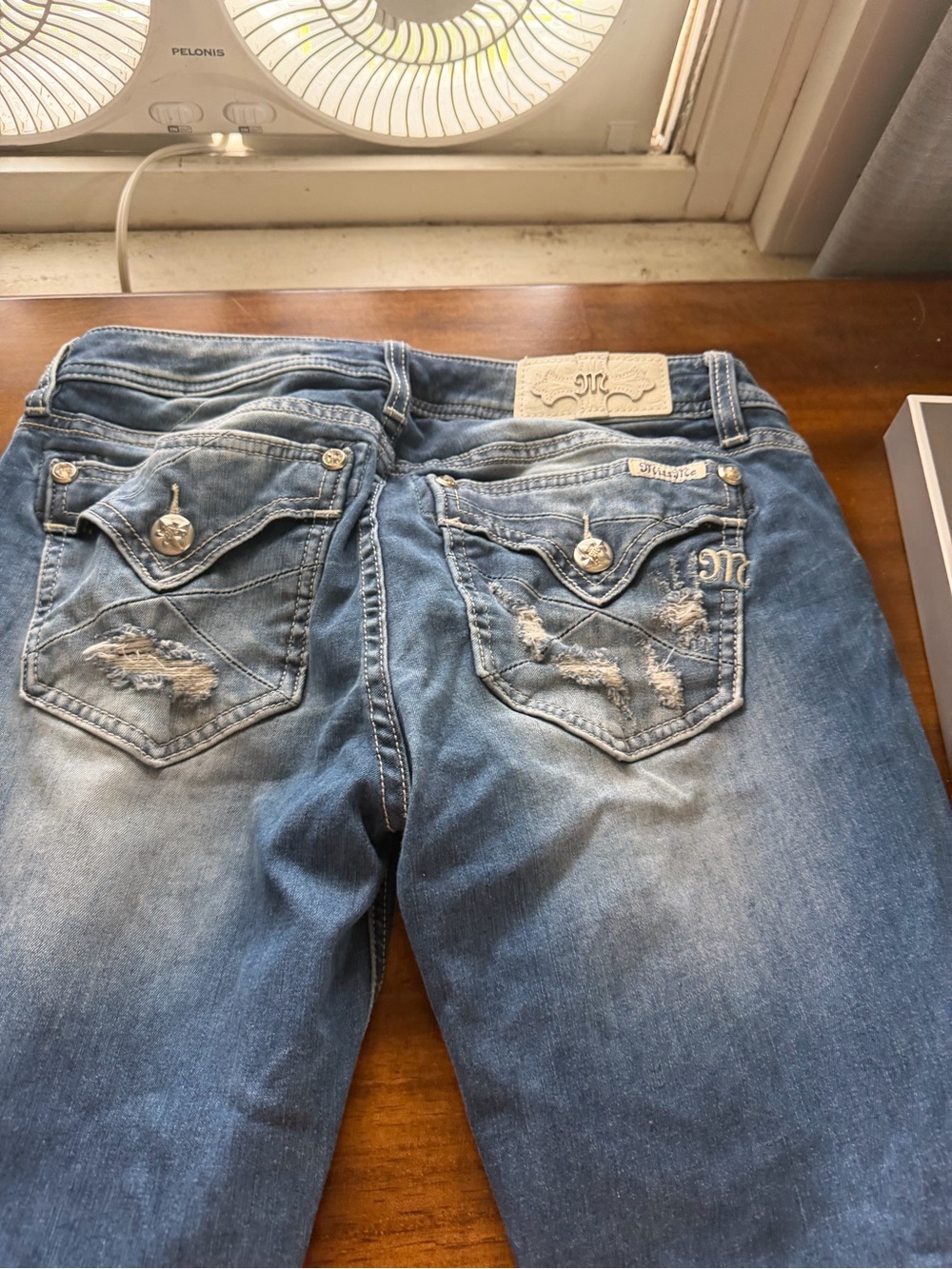 Miss Me Faded Blue Boot Cut Jeans with Embellished Back Pockets